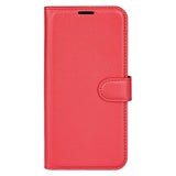 EIDERWOOD OnePlus 13 Shockproof Leather Wallet Cover with Litchi Texture - Red