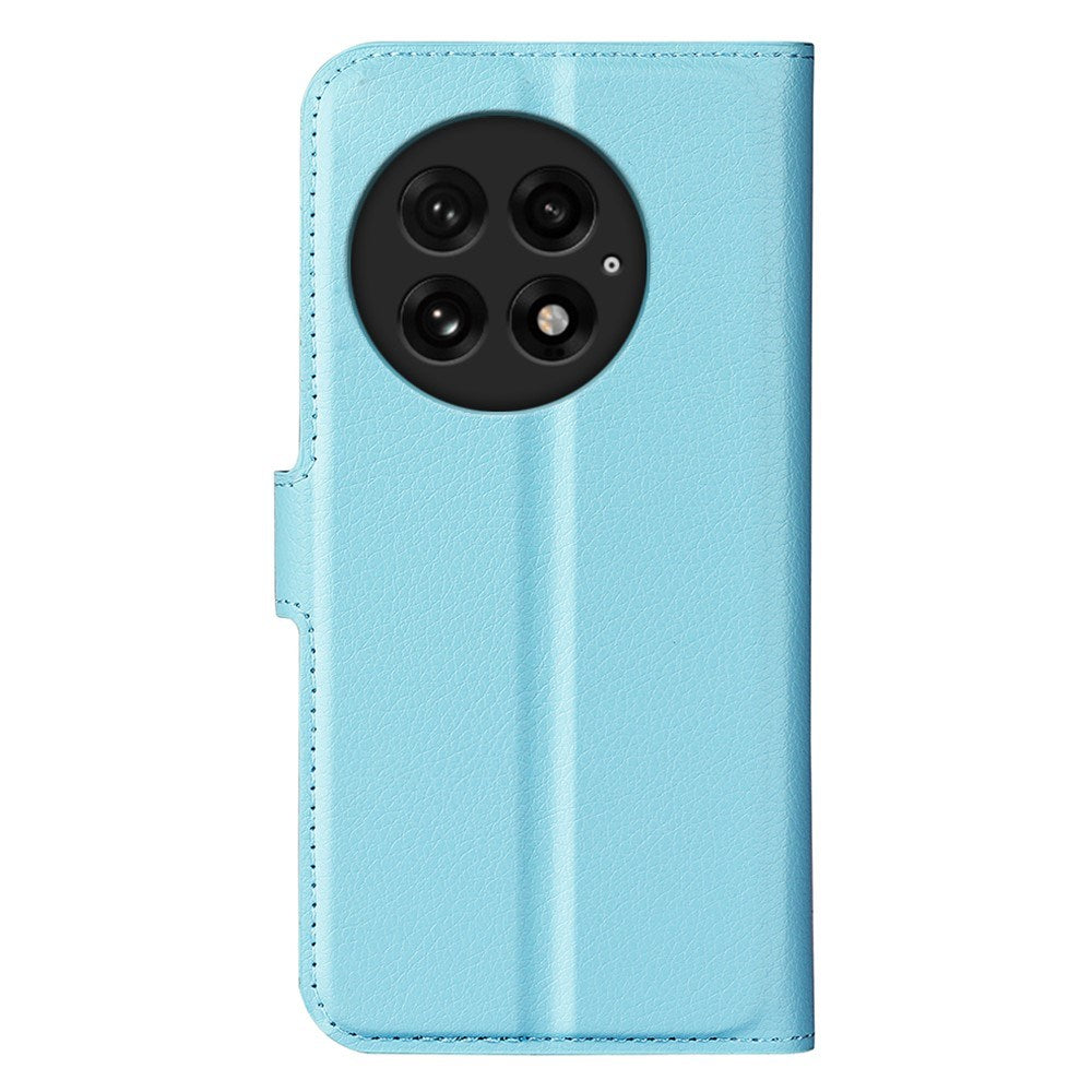 EIDERWOOD OnePlus 13 Shockproof Leather Wallet Cover with Litchi Texture - Blue