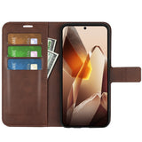 EIDERWOOD OnePlus 13 Leather Flip Case with Wallet - Dark Brown