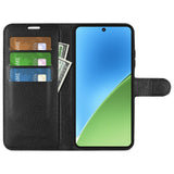 EIDERWOOD Xiaomi 15 Faux Leather Flip Case with Cardholder & Stand Function - Black