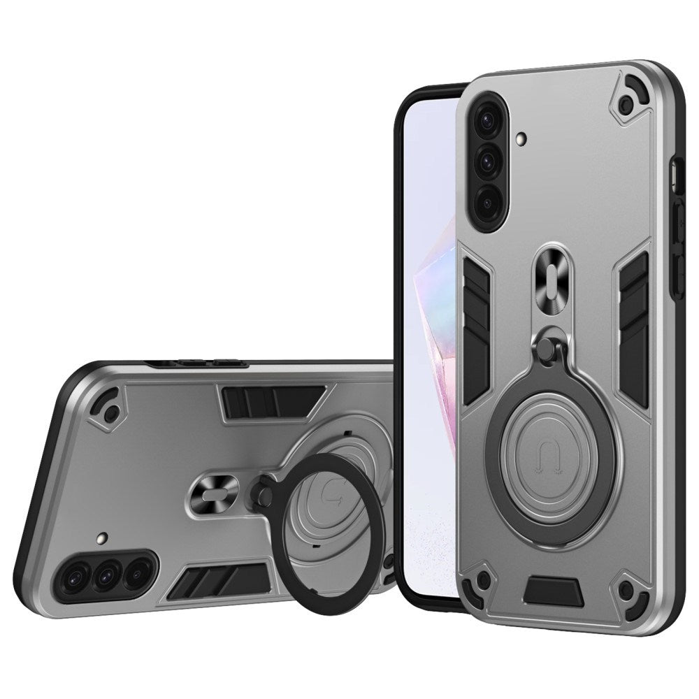 EIDERWOOD Samsung Galaxy A36 (5G) Hybrid Case with 360 Degree Rotatable Kickstand - MagSafe Compatible - Silver