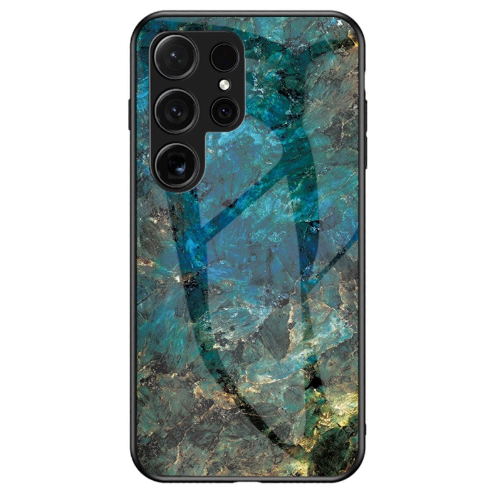 EIDERWOOD Samsung Galaxy S25 Ultra Hybrid Marble Case with Glass Back - Blue