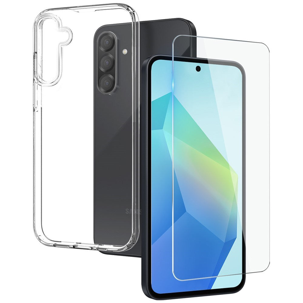 Samsung Galaxy A56 (5G) 2-in-1 Flexible Plastic Case & Tempered Screen Protector Glass - Transparent