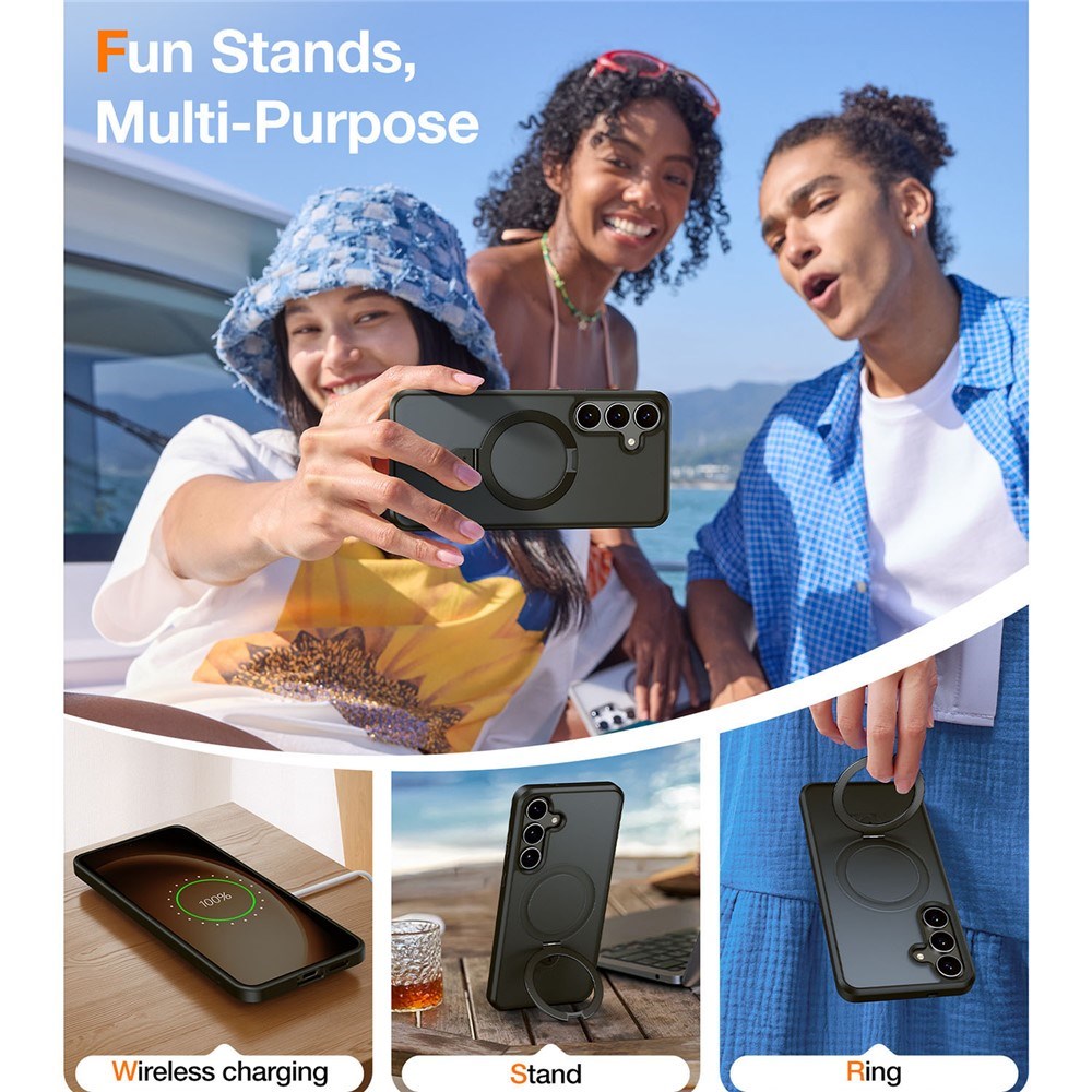 TORRAS Samsung Galaxy S25 Guardian Ostand Hybrid Case with Kickstand - MagSafe Compatible - Black