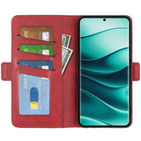 EIDERWOOD Xiaomi Redmi Note 14 Pro+ Faux Leather Flip Case with Wallet & Stand Function - Red