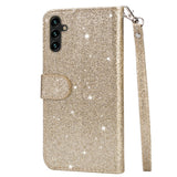 EIDERWOOD Samsung Galaxy A56 (5G) Glitter Flip Case with Zipper Pocket & Stand Function - Gold