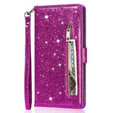 EIDERWOOD Samsung Galaxy A56 (5G) Glitter Flip Case with Zipper Pocket & Stand Function - Purple