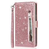 EIDERWOOD Samsung Galaxy A56 (5G) Glitter Flip Case with Zipper Pocket & Stand Function - Pink