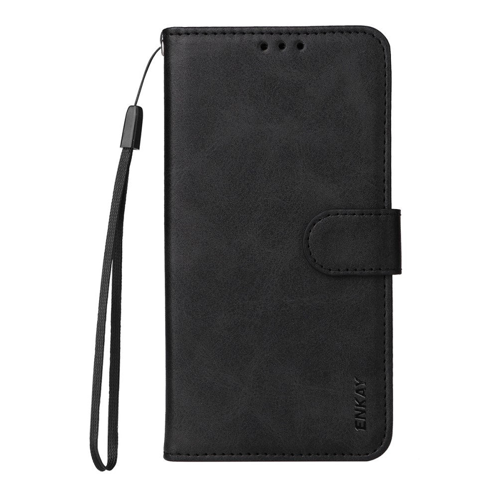 EIDERWOOD Samsung Galaxy A56 (5G) / A36 (5G) 2-in-1 Faux Leather Flip Case with Screen Protector Glass - Black