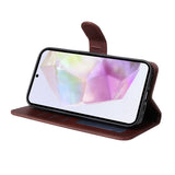 EIDERWOOD Samsung Galaxy A56 (5G) / A36 (5G) 2-in-1 Faux Leather Flip Case with Screen Protector Glass - Brown