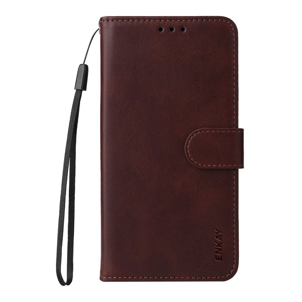 EIDERWOOD Xiaomi 15 Faux Leather Flip Case with Strap & Screen Protection - Brown