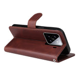 EIDERWOOD Xiaomi 15 Faux Leather Flip Case with Strap & Screen Protection - Brown