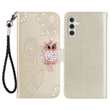 EIDERWOOD Samsung Galaxy S25+ (Plus) Faux Leather Flip Case with Owl Design - Gold