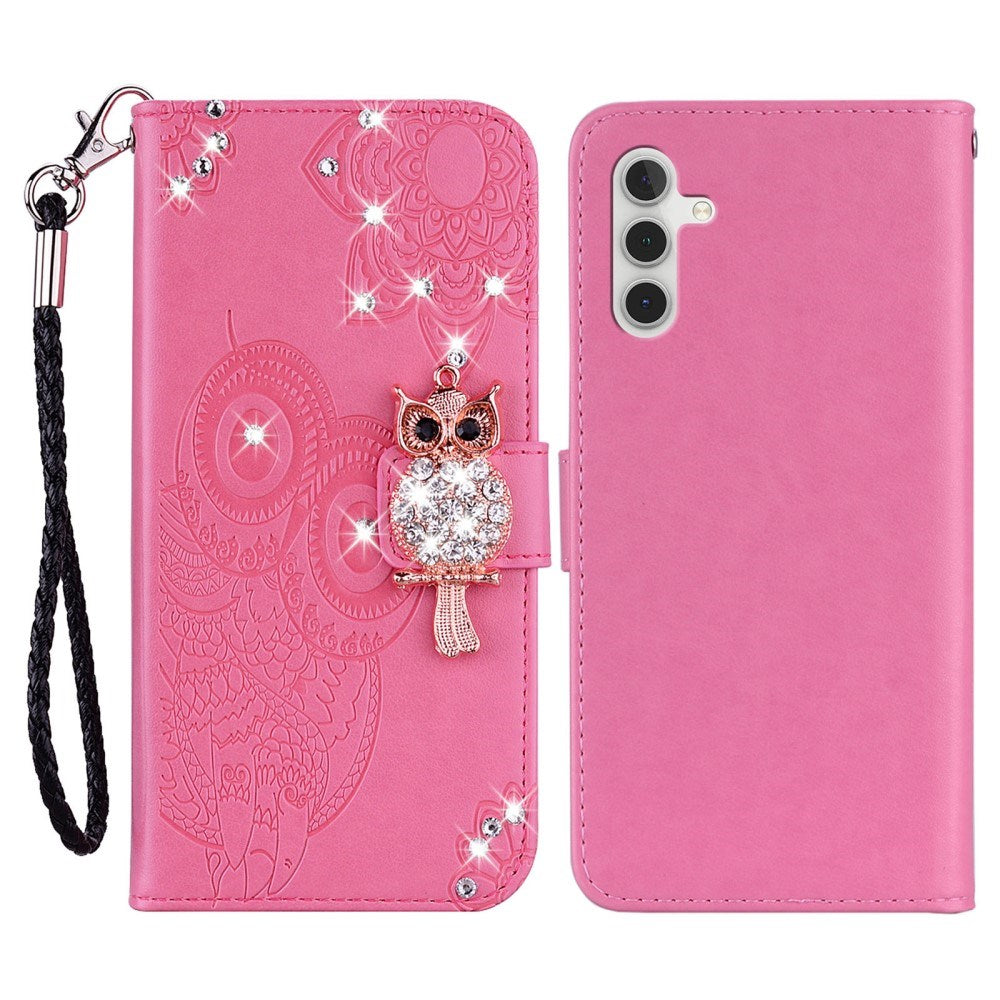 EIDERWOOD Samsung Galaxy S25+ (Plus) Faux Leather Flip Case with Owl Design - Pink