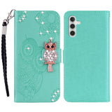 EIDERWOOD Samsung Galaxy S25+ (Plus) Faux Leather Flip Case with Owl Design - Turquoise