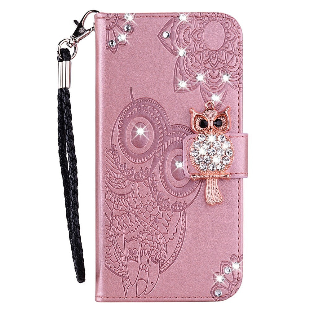 EIDERWOOD Samsung Galaxy S25 Ultra Faux Leather Flip Case with Owl Design - Pink