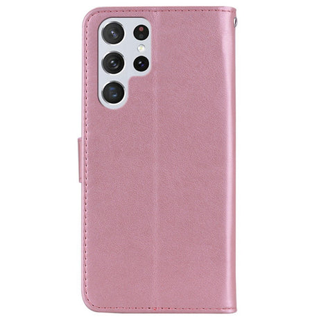 EIDERWOOD Samsung Galaxy S25 Ultra Faux Leather Flip Case with Owl Design - Pink