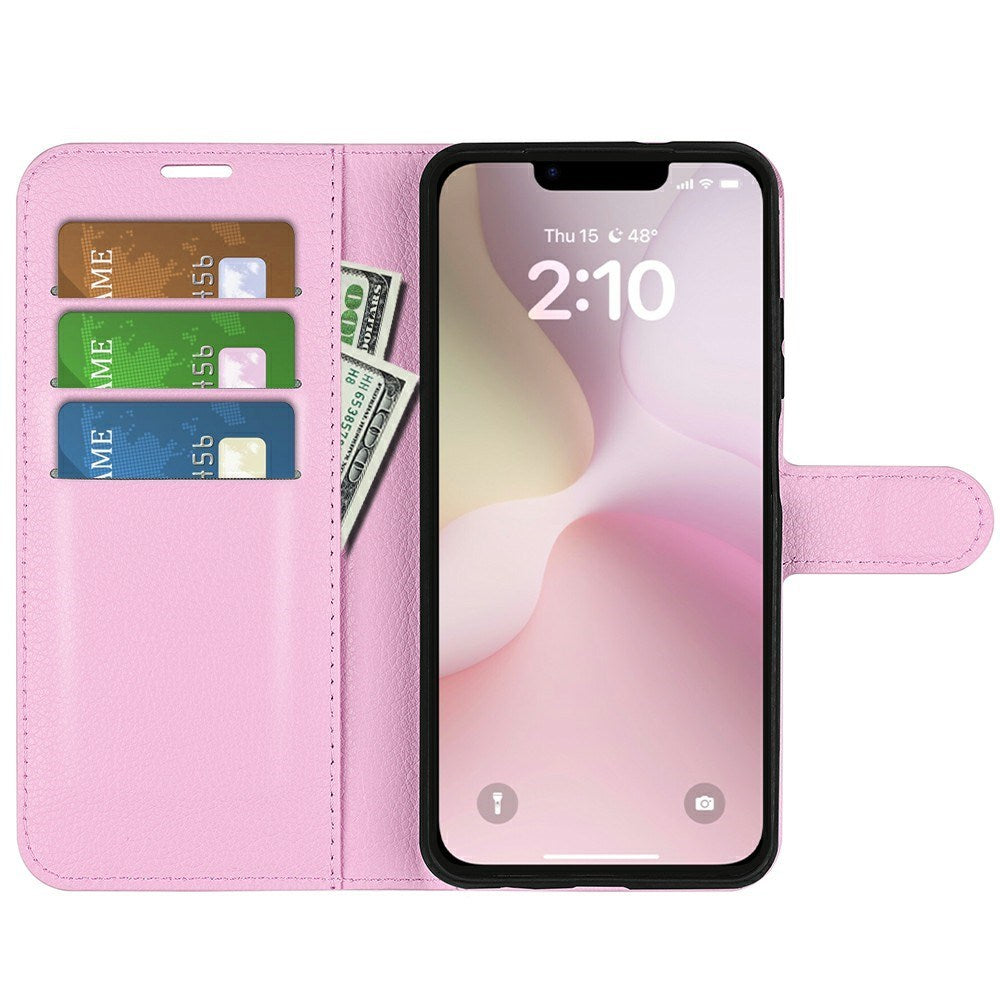 EIDERWOOD iPhone 16e Faux Leather Flip Case with Cardholder & Stand Function - Pink