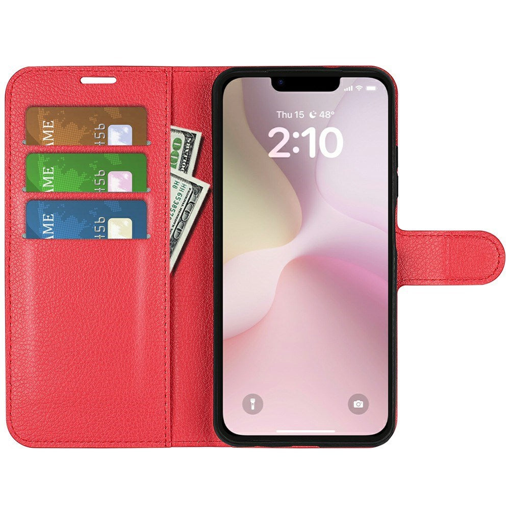 EIDERWOOD iPhone 16e Faux Leather Flip Case with Cardholder & Stand Function - Red