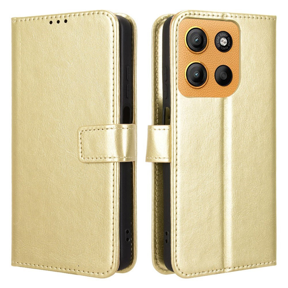 EIDERWOOD Motorola Moto G15 / G15 Power Faux Leather Flip Case with Strap - Gold