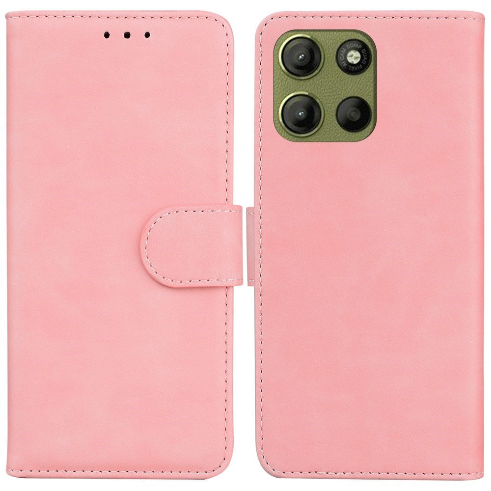 EIDERWOOD Motorola Moto G15 Faux Leather Flip Case with Card Holder & Stand Function - Pink