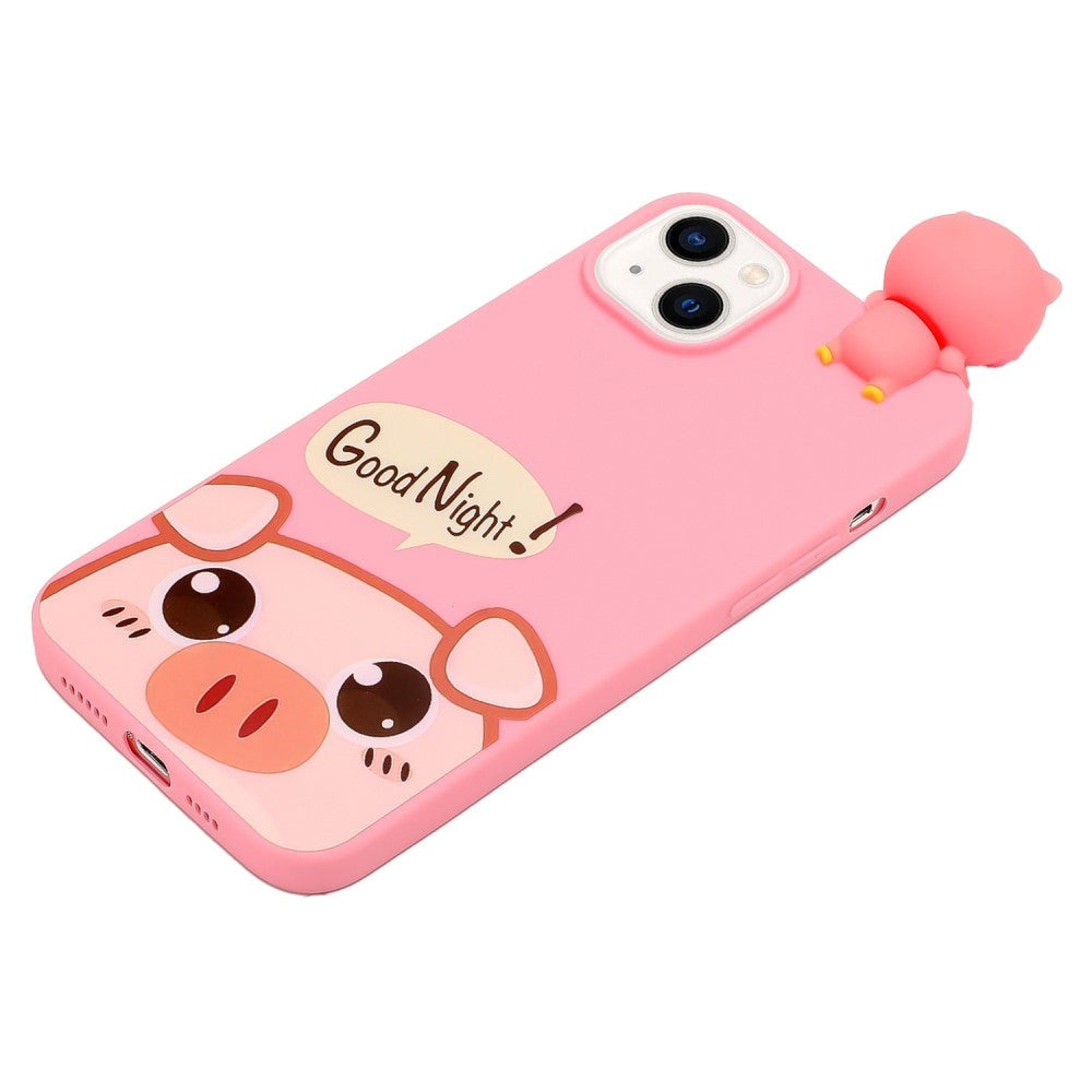 iPhone 14 Flexible Plastic Case with Figure - Cute Pig