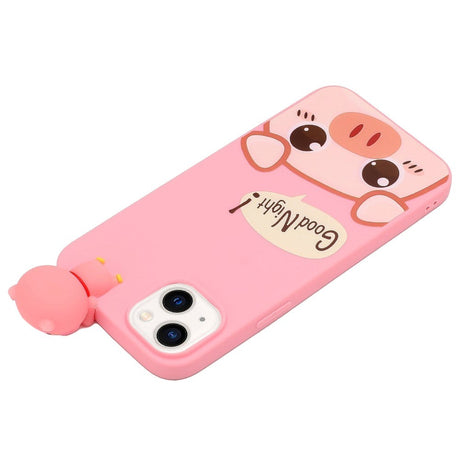 iPhone 14 Flexible Plastic Case with Figure - Cute Pig