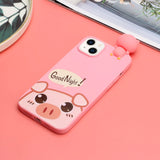 iPhone 14 Flexible Plastic Case with Figure - Cute Pig