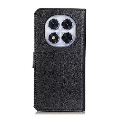 EIDERWOOD Xiaomi Redmi Note 14 Pro (5G) / Poco X7 Litchi Faux Leather Flip Case with Wallet & Stand Function - Black