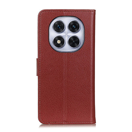 EIDERWOOD Xiaomi Redmi Note 14 Pro (5G) / Poco X7 Litchi Faux Leather Flip Case with Wallet & Stand Function - Brown