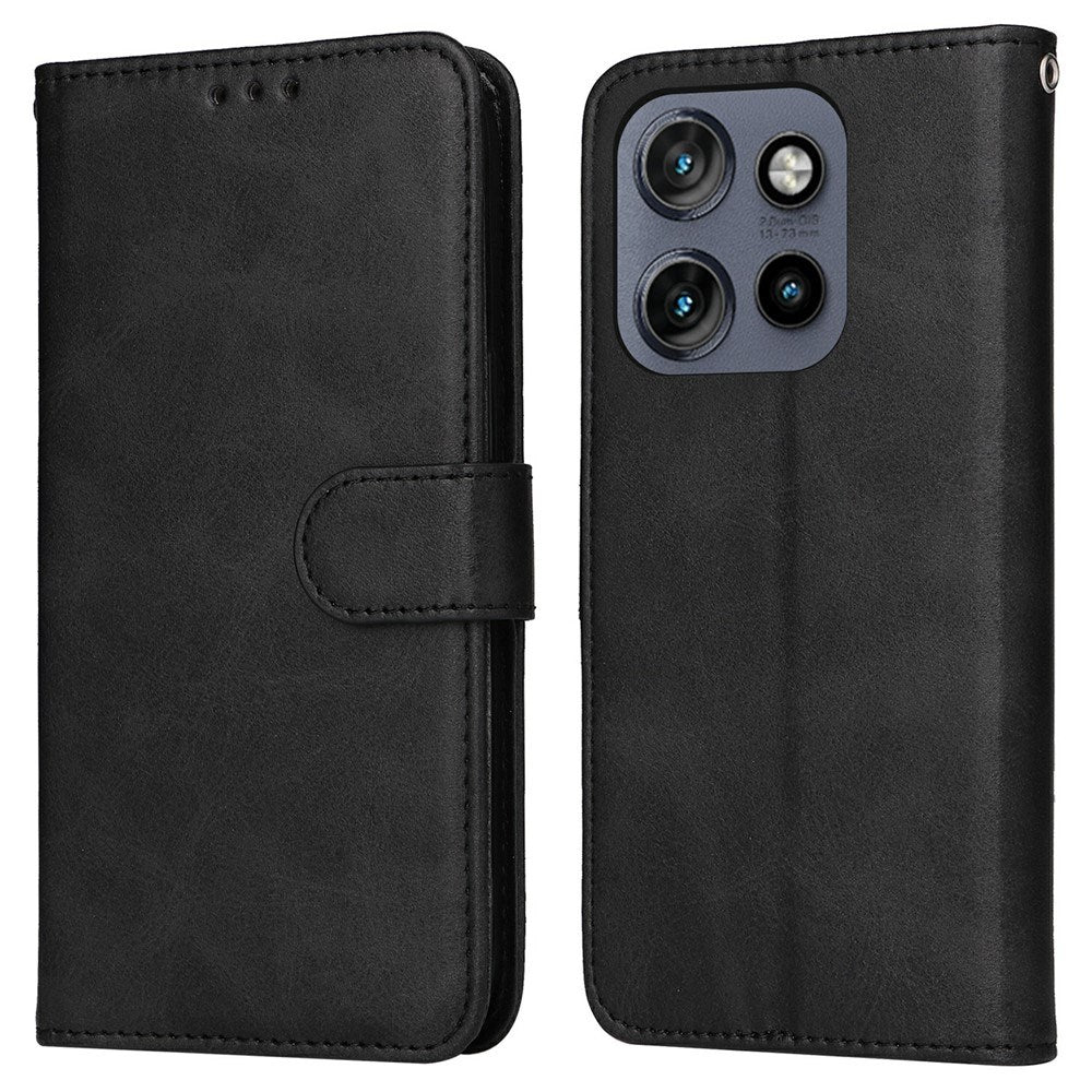 Motorola Edge 60 Neo / 50 Neo / ThinkPhone 25 EIDERWOOD Faux Leather Flip Case with Strap - Black