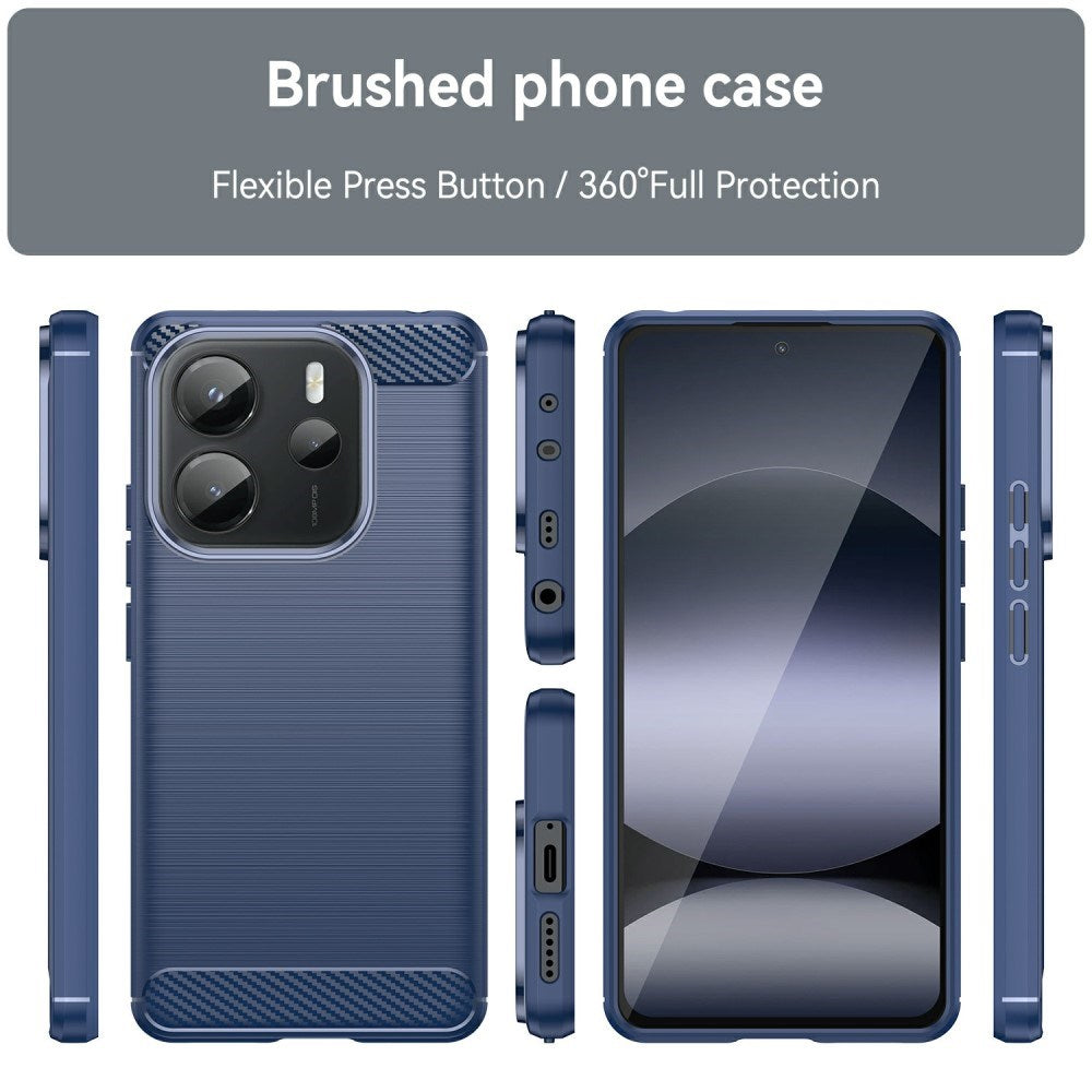 EIDERWOOD Xiaomi Redmi Note 14 (4G) Brushed Carbon Fiber Flexible Plastic Case - Blue