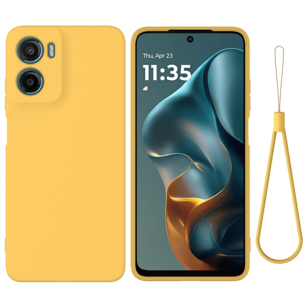 EIDERWOOD Motorola Moto G05 / E15 Liquid Silicone Case w. Strap - Yellow
