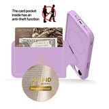 iPhone 17e / 16e DUX DUCIS Case with Card Holder & RFID Blocking - MagSafe Compatible - Purple