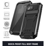 iPhone 17e / 16e R-JUST Hybrid Rugged Case with Built-In Screen Protector & Kickstand - Black