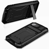 iPhone 17e / 16e R-JUST Hybrid Rugged Case with Built-In Screen Protector & Kickstand - Black