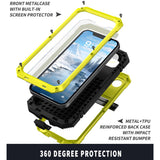 iPhone 17e / 16e R-JUST Hybrid Rugged Case with Built-In Screen Protector & Kickstand - Yellow