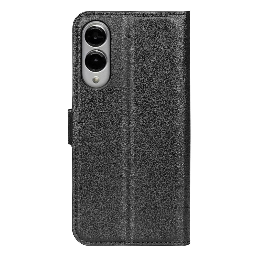 EIDERWOOD Samsung Galaxy S25 Edge Litchi Faux Leather Flip Case with Wallet - Black