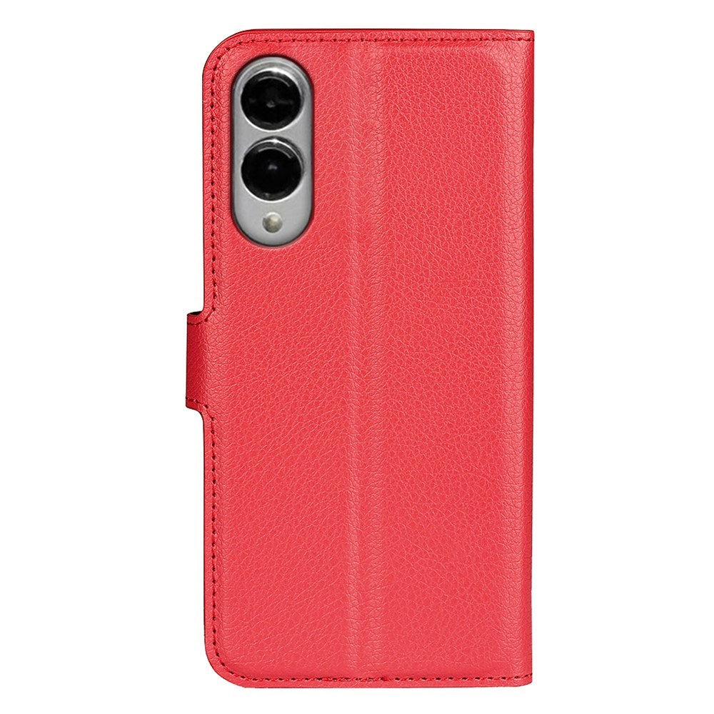 EIDERWOOD Samsung Galaxy S25 Edge Litchi Faux Leather Flip Case with Wallet - Red