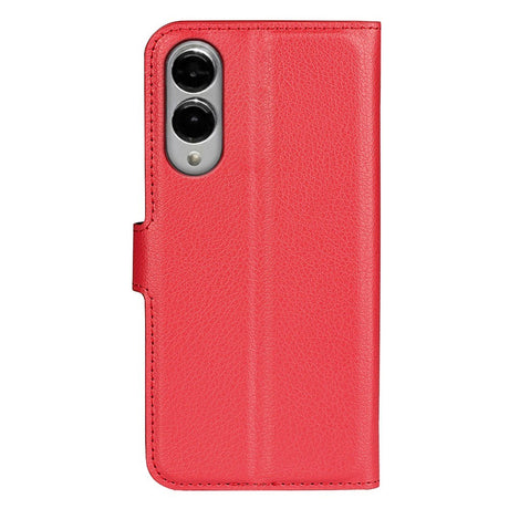 EIDERWOOD Samsung Galaxy S25 Edge Litchi Faux Leather Flip Case with Wallet - Red