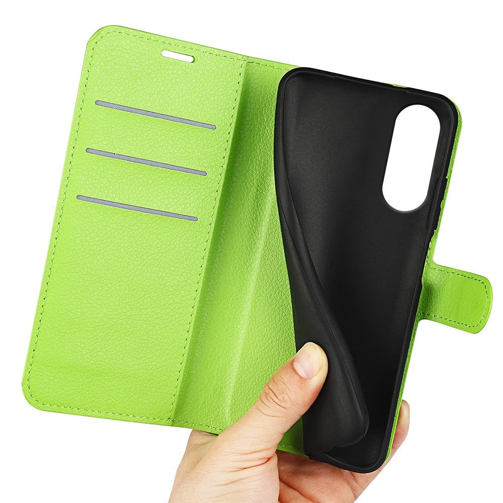 EIDERWOOD Samsung Galaxy S25 Edge Litchi Faux Leather Flip Case with Wallet - Green