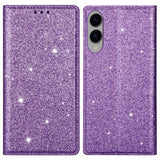 EIDERWOOD Samsung Galaxy S25 Edge Faux Leather Flip Case with Wallet - Glitter - Purple