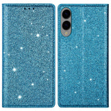 EIDERWOOD Samsung Galaxy S25 Edge Faux Leather Flip Case with Wallet - Glitter - Blue