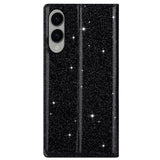 EIDERWOOD Samsung Galaxy S25 Edge Faux Leather Flip Case with Wallet - Glitter - Black