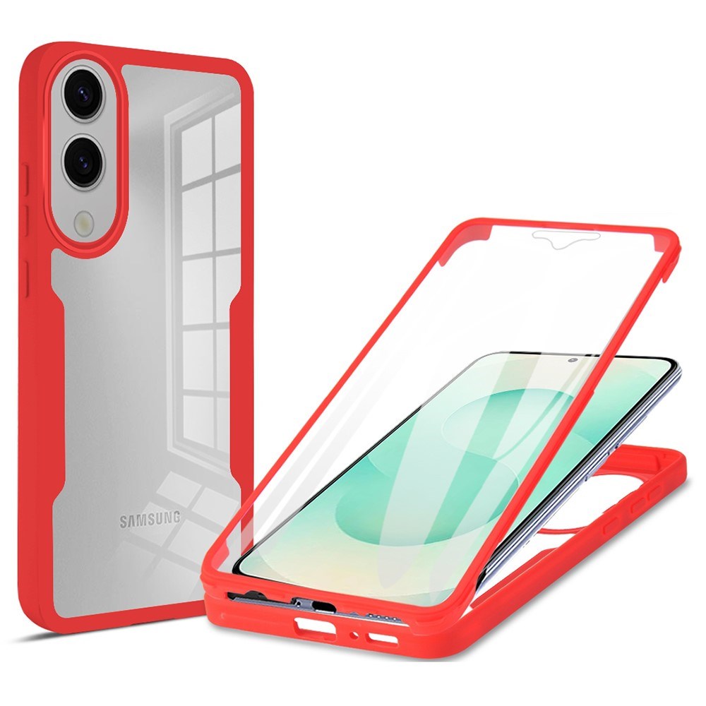 EIDERWOOD Samsung Galaxy S25 Edge Case with Full Protection and Screen Protector Film - Transparent / Red Edge