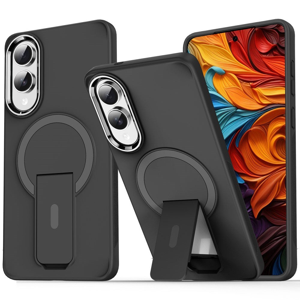 EIDERWOOD Samsung Galaxy S25 Edge Hybrid Case with Stand Function - MagSafe Compatible - Black