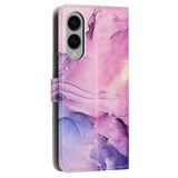 EIDERWOOD Samsung Galaxy S25 Edge Marble Patterned Faux Leather Flip Case with Strap - Purple