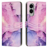 EIDERWOOD Samsung Galaxy S25 Edge Marble Patterned Faux Leather Flip Case with Strap - Purple