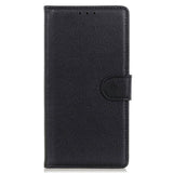 Motorola Moto E22 / E22i Litchi Leather Wallet Case - Black