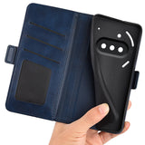 EIDERWOOD Nothing Phone (3a) Faux Leather Flip Case with Wallet & Stand Function - Blue
